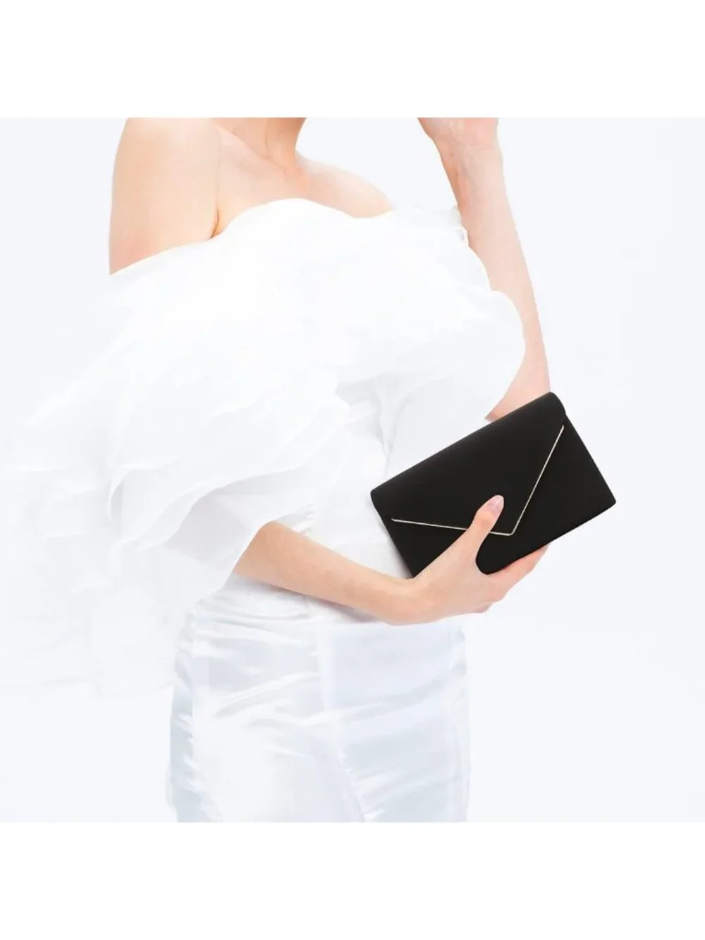 👜 Women's Black Wedding Party Cocktail Prom Faux Suede Crossbody Clutch Purse